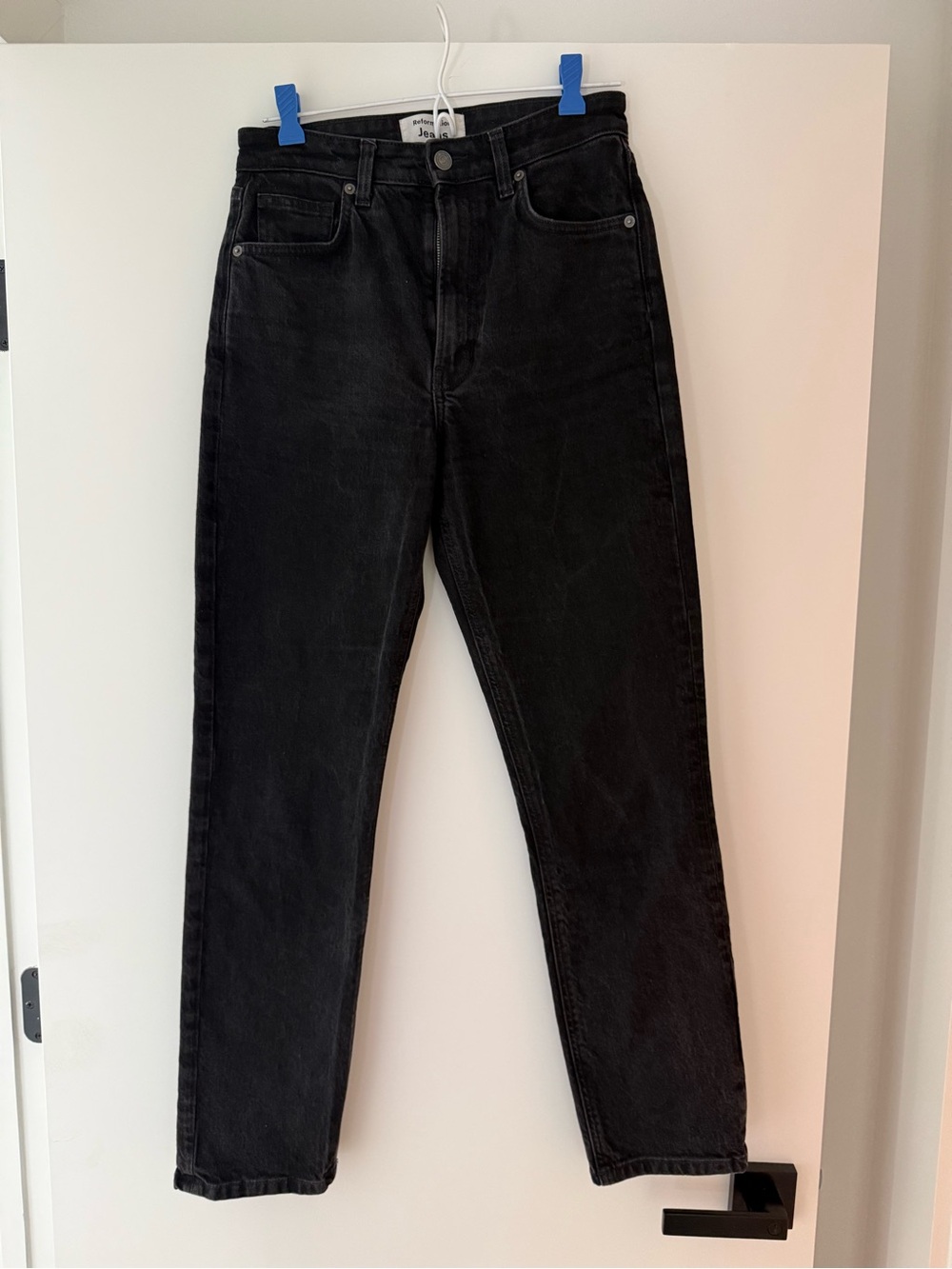 Reformation Cynthia High Rise Straight Jeans Washed Black